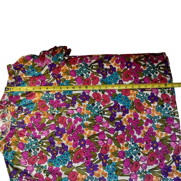 DAZIGN BLOUSE Short Sleeve White Floral Large Spring Flowy Romantic Office Core - Picture 7 of 9